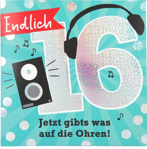 Musikkarte 16. Geburtstag / türkis