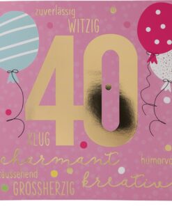 Musikkarte 40. Geburtstag / rosa