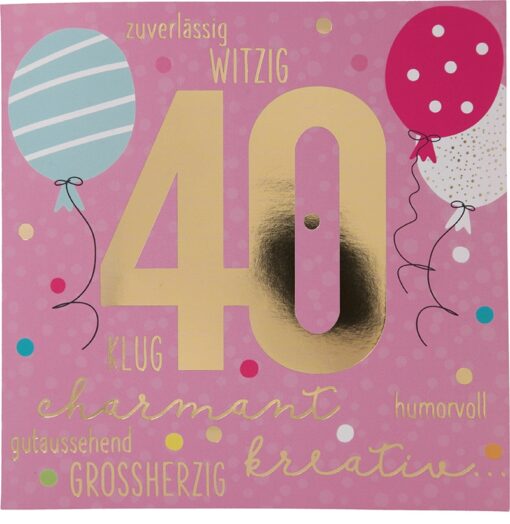 Musikkarte 40. Geburtstag / rosa