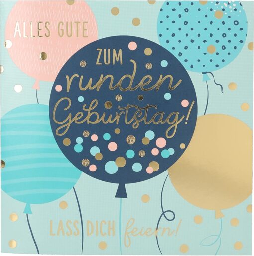 Musikkarte runder Geburtstag / Ballons