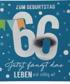 Musikkarte 66. Geburtstag / blau