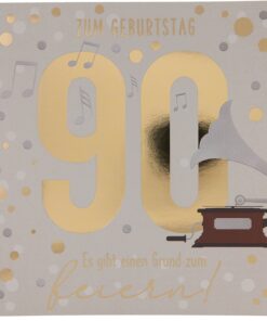 Musikkarte 90. Geburtstag / grau