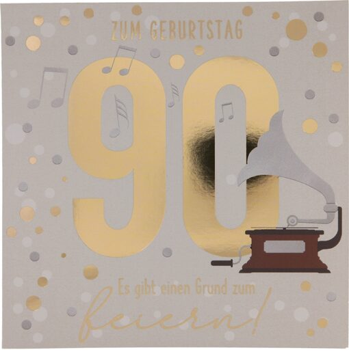 Musikkarte 90. Geburtstag / grau