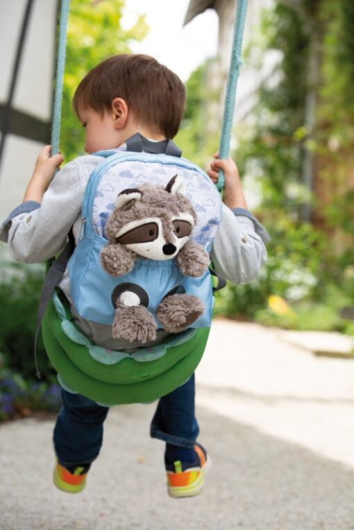 NICI Rucksack hellblau mit Waschbär Plüschtier 25cm