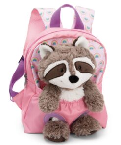 NICI Rucksack rosa mit Waschbär Plüschtier 25cm