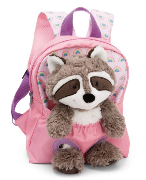 NICI Rucksack rosa mit Waschbär Plüschtier 25cm