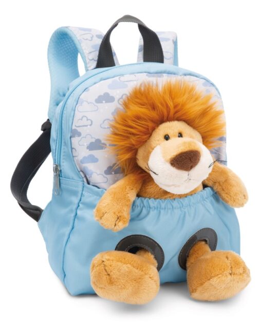 NICI Rucksack hellblau mit Löwe Plüschtier 25cm