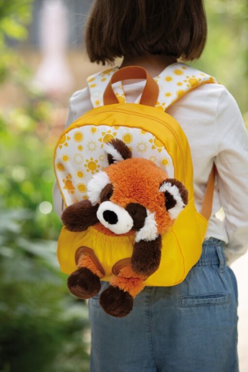 NICI Rucksack gelb mit Panda Plüschtier 25cm