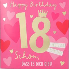 Musikkarte 18. Geburtstag / pink / Krone