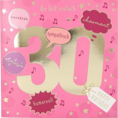 Musikkarte 30. Geburtstag / rosa