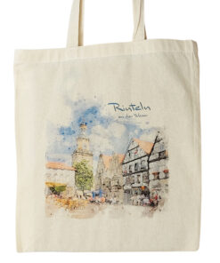 Baumwollbeutel Rinteln - Marktplatz in Aquarell