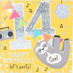 Musikkarte 14. Geburtstag / gelb
