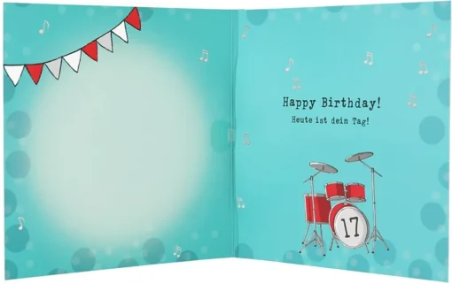 Musikkarte 17. Geburtstag / türkis, Innen