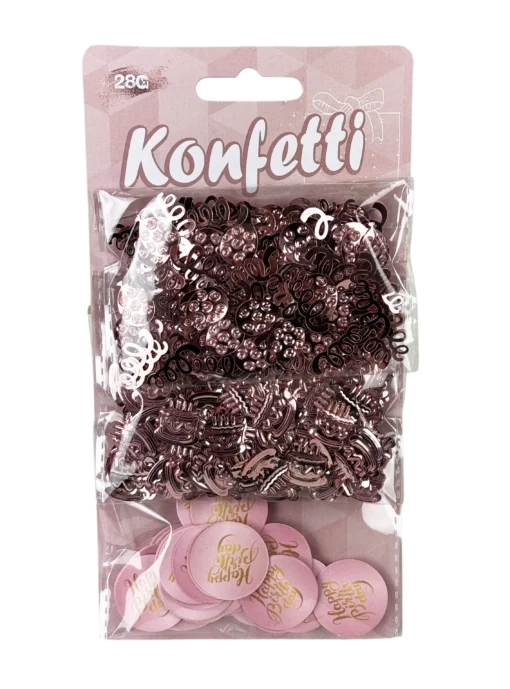 Konfetti "Happy Birthday" in rosa/gold