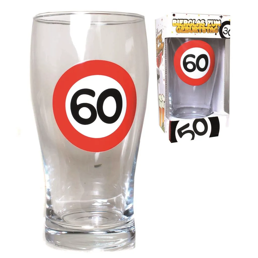 Bierglas zum 60. Geburtstag "Verkehrsschild"