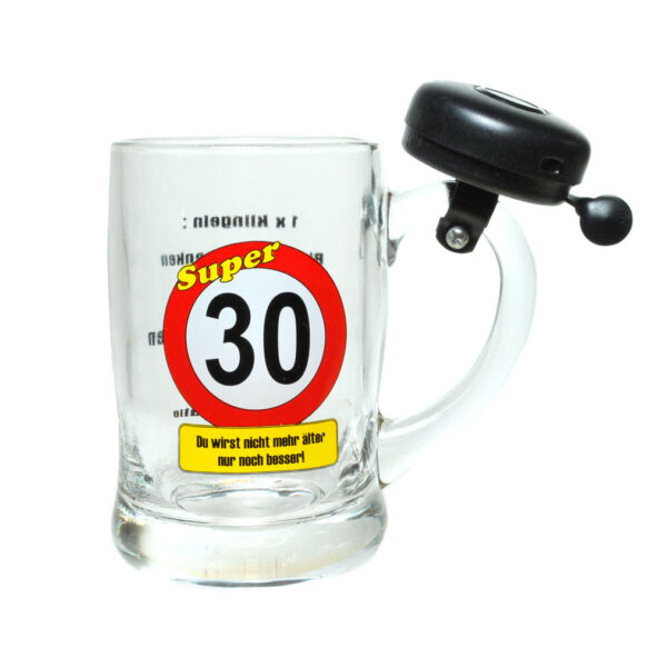 Bierkrug mit Klingel 30. Geburtstag