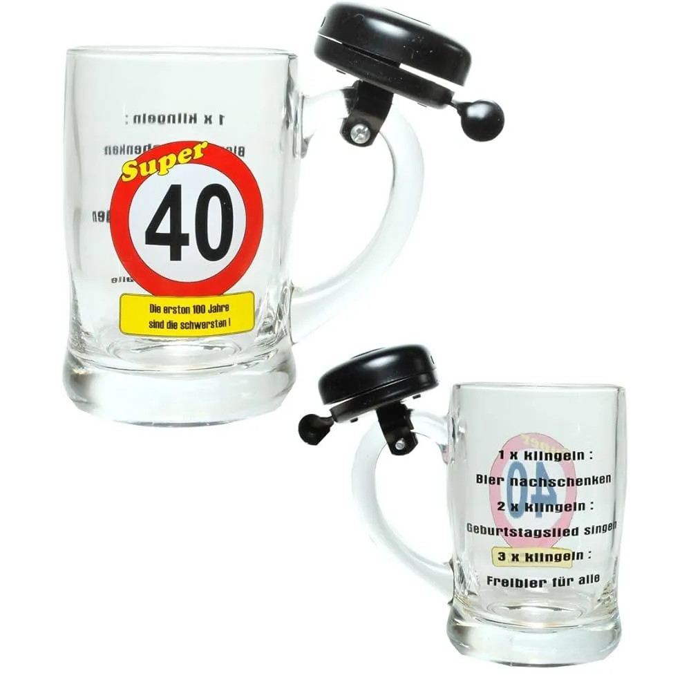 Bierkrug mit Klingel 40. Geburtstag