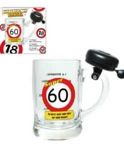 Bierkrug mit Klingel "60. Geburtstag"