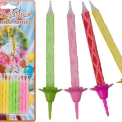 Bunte Geburtstagskerzen mit Halter