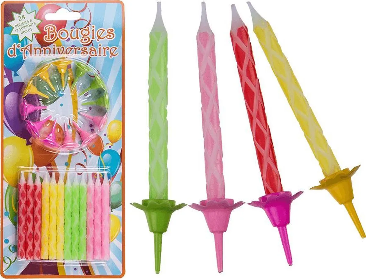 Bunte Geburtstagskerzen mit Halter