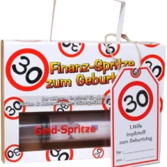 Finanz-Spritze zum 30. Geburtstag: Deko-Spritze zum Befüllen mit Geld