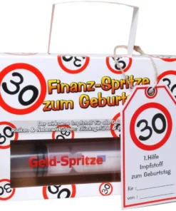Finanz-Spritze zum 30. Geburtstag: Deko-Spritze zum Befüllen mit Geld