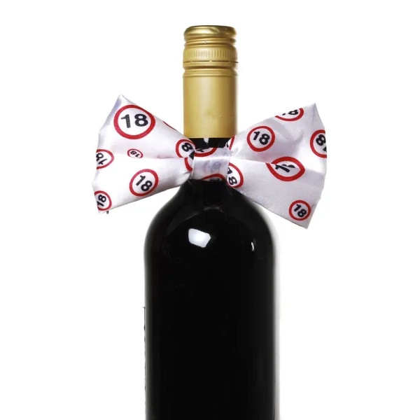 Flaschen-Deko "Fliege/Schleife" zum 18. Geburtstag