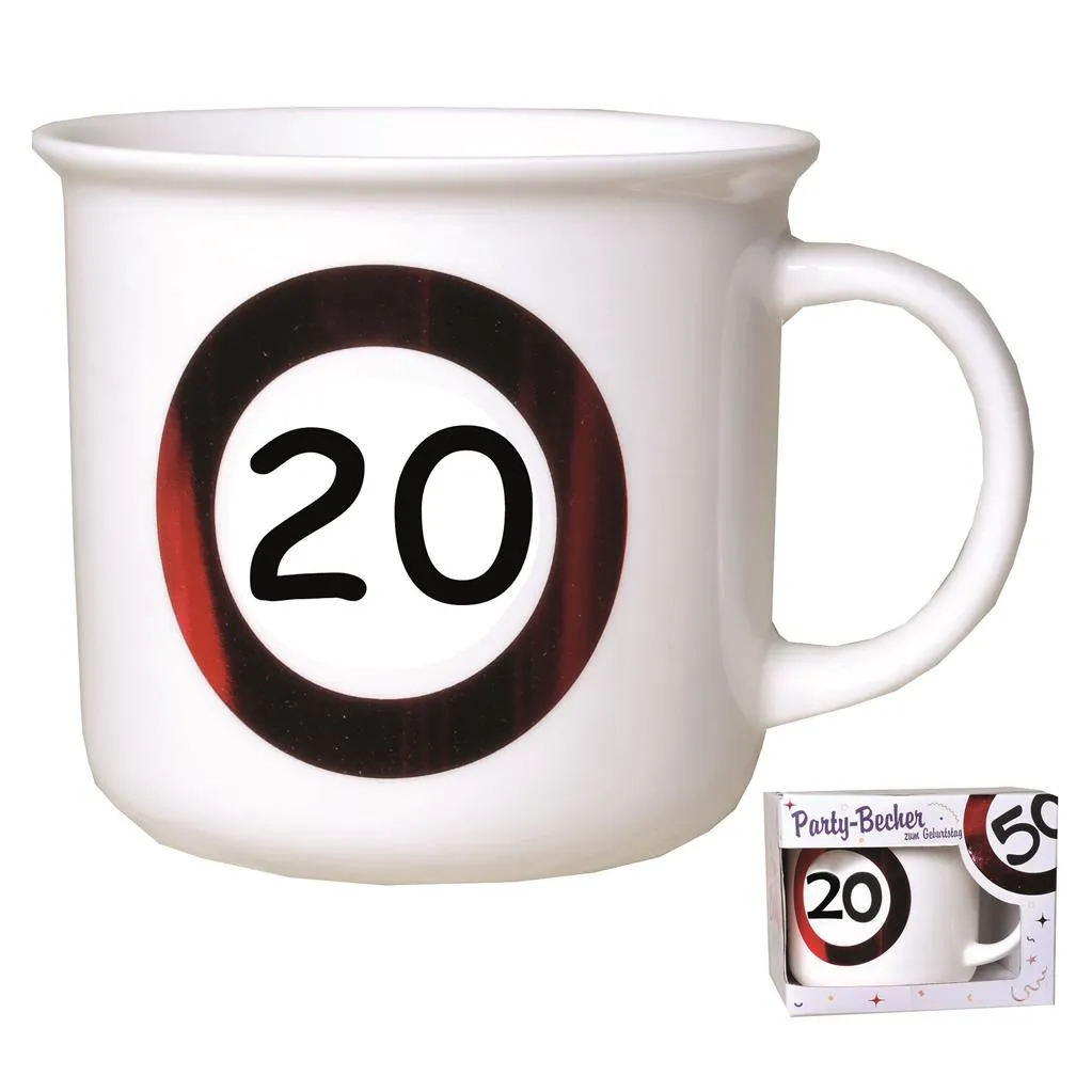 Party-Becher 20. Geburtstag "Verkehrsschild"