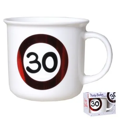 Party-Becher zum 30. Geburtstag "Verkehrsschild"