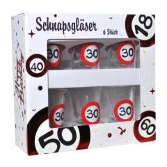 Schnapsgläser zum 30. Geburtstag "Verkehrsschild"