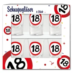 Schnapsgläser zum 18. Geburtstag Verkehrsschild