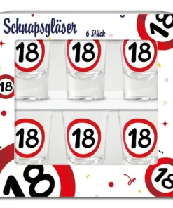 Schnapsgläser zum 18. Geburtstag Verkehrsschild