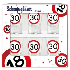 Schnapsgläser zum 30. Geburtstag "Verkehrsschild"