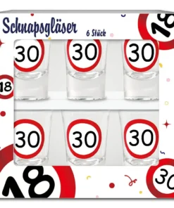Schnapsgläser zum 30. Geburtstag "Verkehrsschild"
