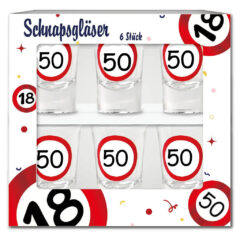 Schnapsgläser zum 50. Geburtstag "Verkehrsschild"