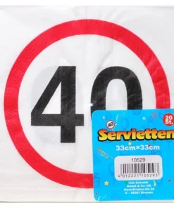 Servietten zum 40. Geburtstag Verkehrsschild