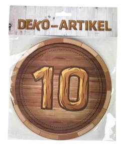 Schild zum 10. Jubiläum in Holzoptik