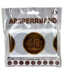 Absperrband mit Zahl "10" in Holzoptik