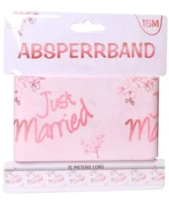 Absperrband "Just Married" Rosa zur Hochzeit