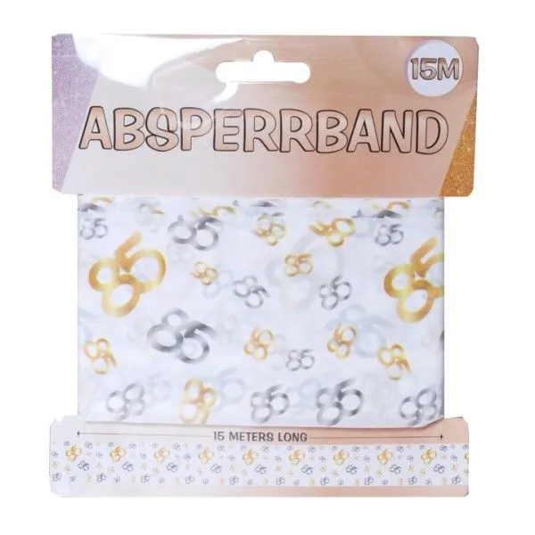 Absperrband zum 85. Geburtstag Gold Silber