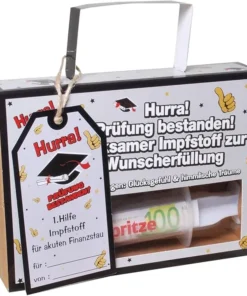 Geld-Spritze "Prüfung bestanden!" Geldgeschenk-Verpackung