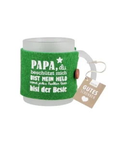 Glastasse "Papa" mit Filzbanderole