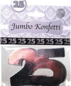 Jumbo Konfetti mit Zahl "25" in Silber zum Geburtstag oder Silberhochzeit