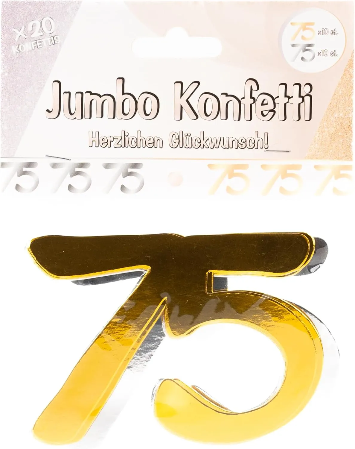 Jumbo Konfetti zum 75. Geburtstag Gold Silber
