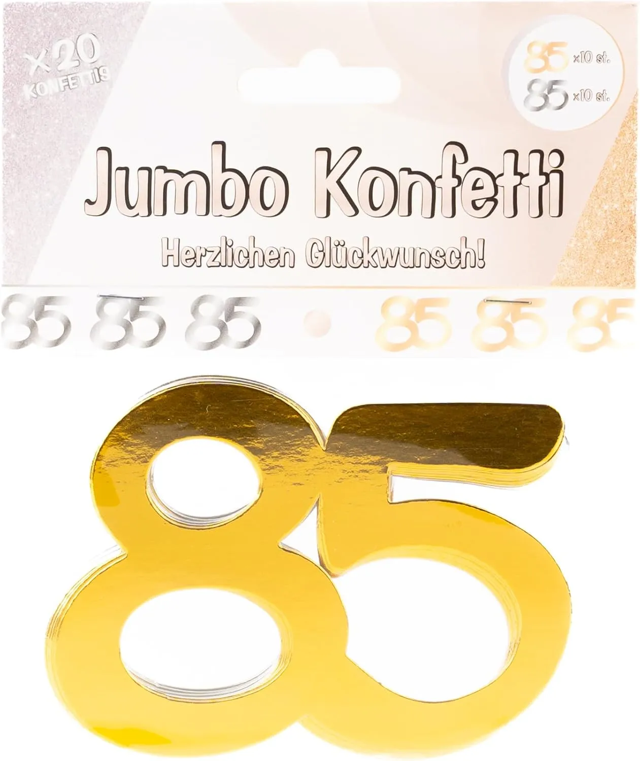Jumbo Konfetti zum 85. Geburtstag Gold Silber