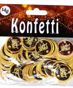 Konfetti "Happy Birthday" Schwarz/Gold