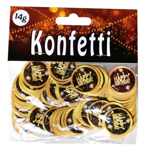 Konfetti "Happy Birthday" Schwarz/Gold