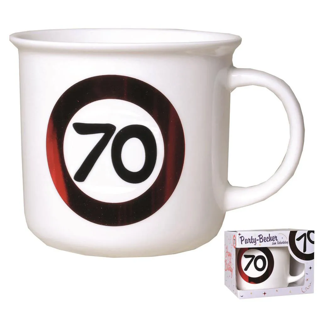 Party-Becher zum 70. Geburtstag "Verkehrsschild"