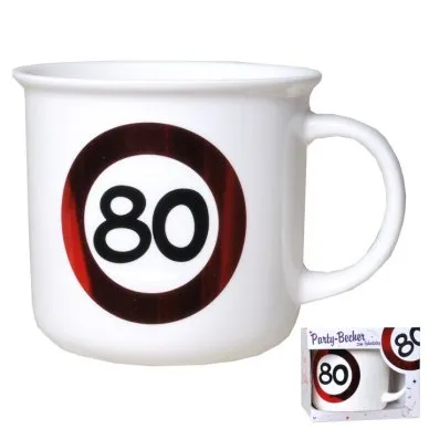 Party-Becher zum 80. Geburtstag "Verkehrsschild"