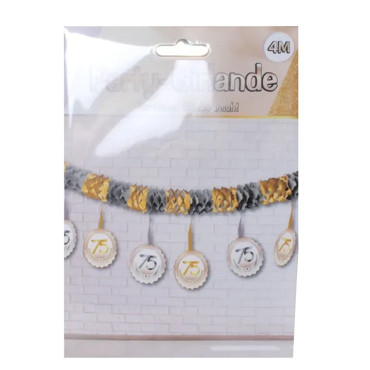 Party-Girlande zum 75. Geburtstag Gold Silber